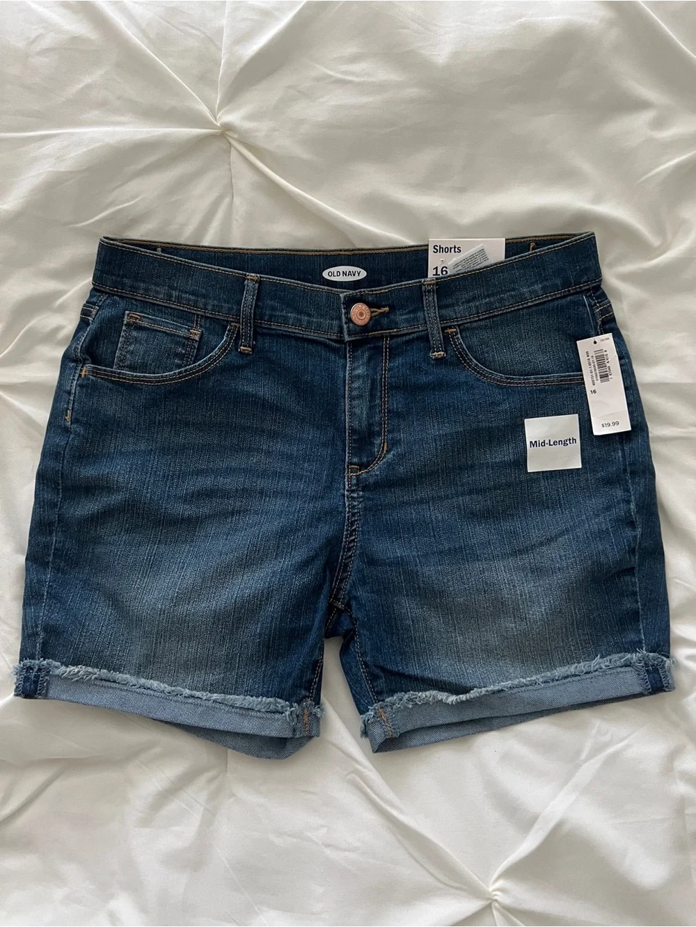 Old Navy Girls Dark Blue Rolled-Hem Denim Shorts